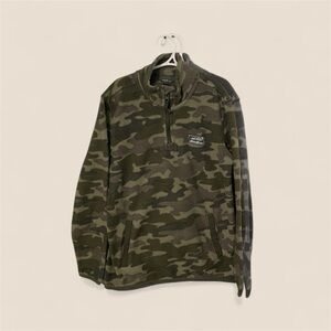 Eddie Bauer Green Camo Kids Pullover Quarter Zip Fleece Size Medium (10/12)